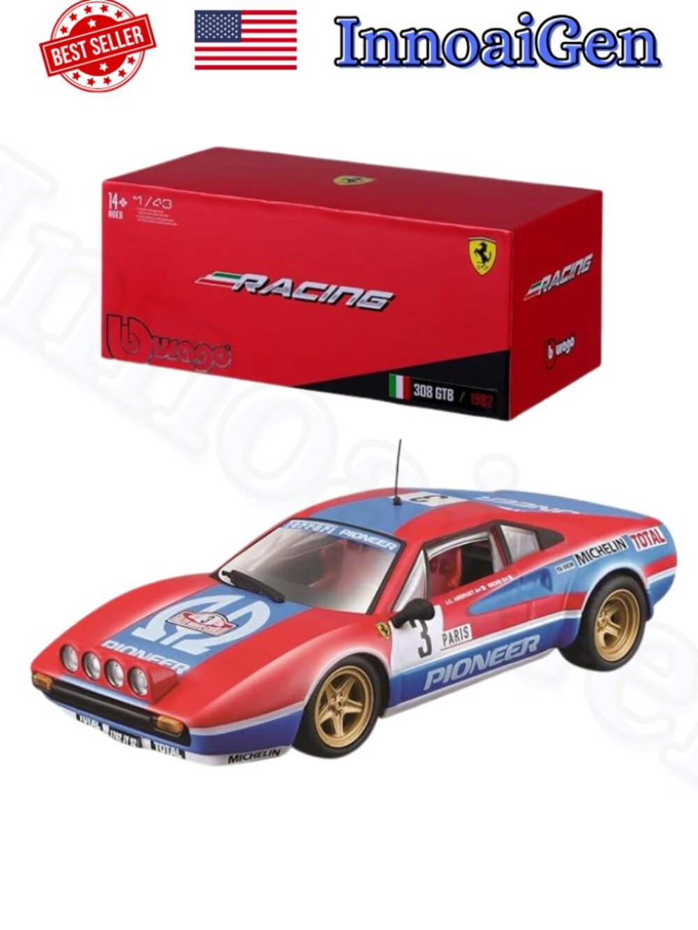 Bburago Ferrari 308 GTB 1982 Rally Monte-Carlo 1/43 Scale Diecast Racing Car NWB